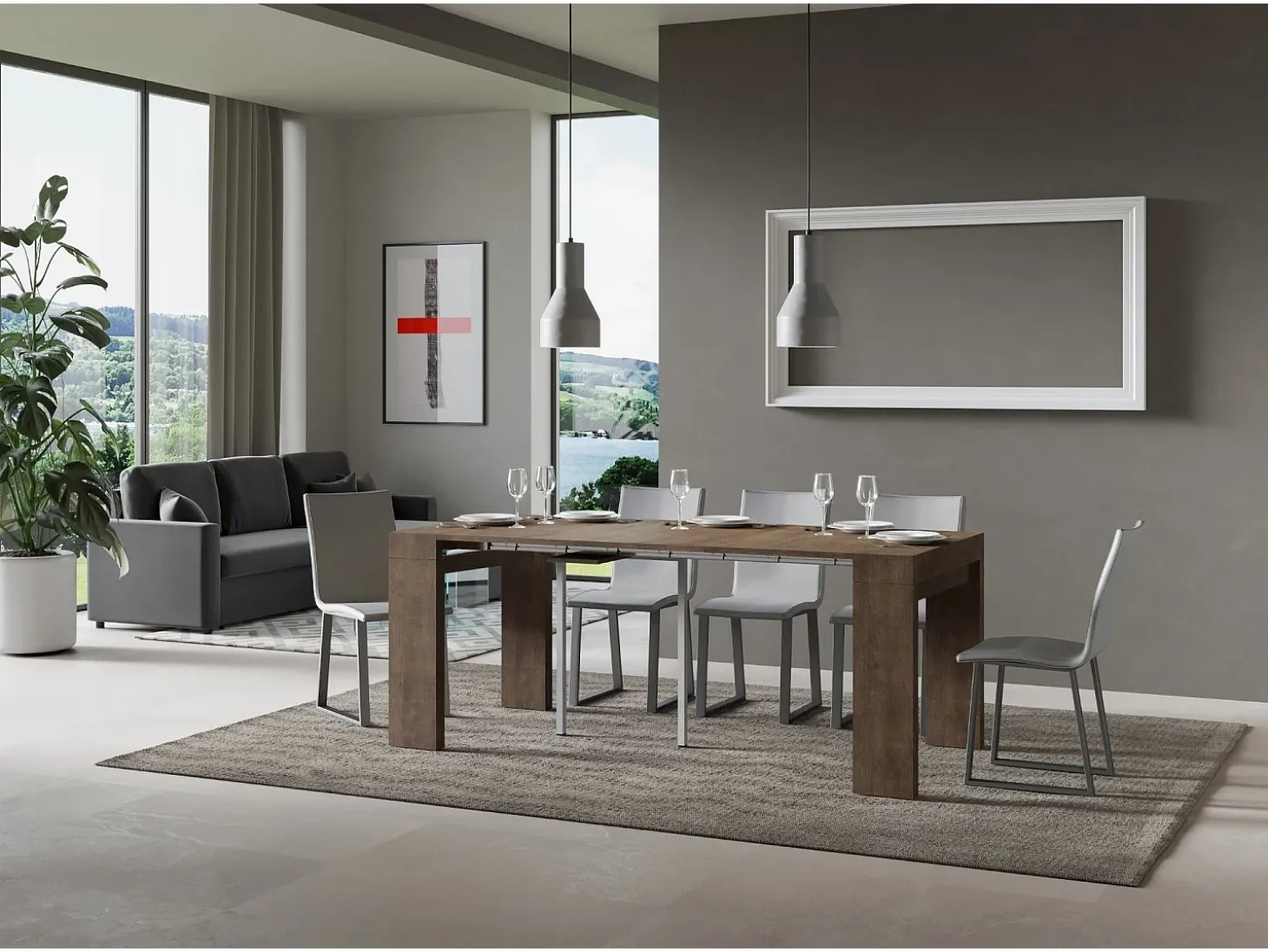 Mesa consola extensível 90x40/196 cm Roxell Small Nogueira