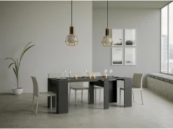 Mesa consola extensível 90x48/308 cm Basic Antracite Espatulado