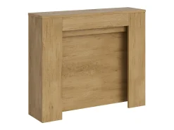 Mesa consola extensível 90x25/211 cm Kiba Carvalho Natural extensões internas