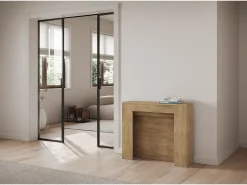Mesa consola extensível 90x25/211 cm Kiba Carvalho Natural extensões internas