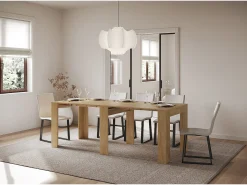 Mesa consola extensível 90x25/211 cm Kiba Carvalho Natural extensões internas