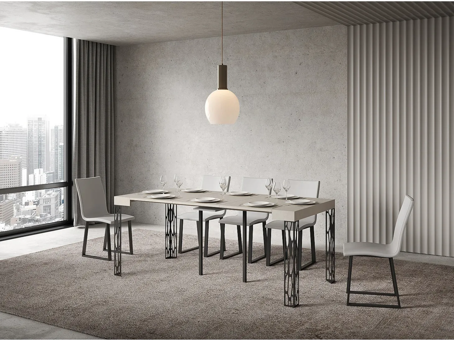 Mesa consola extensível 90x40/196 cm Ghibli Small Cachemira quadro Antracite