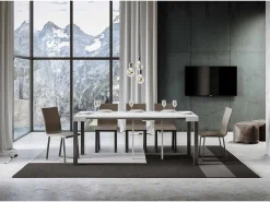 Mesa consola extensível 90x40/300 cm Everyday Cinza Branca quadro Antracite