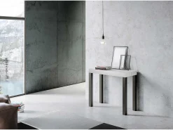 Mesa consola extensível 90x40/300 cm Everyday Cinza Branca quadro Antracite