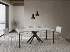 Mesa consola extensível 90x40/196 cm Krack Small cinza branca pernas antracite