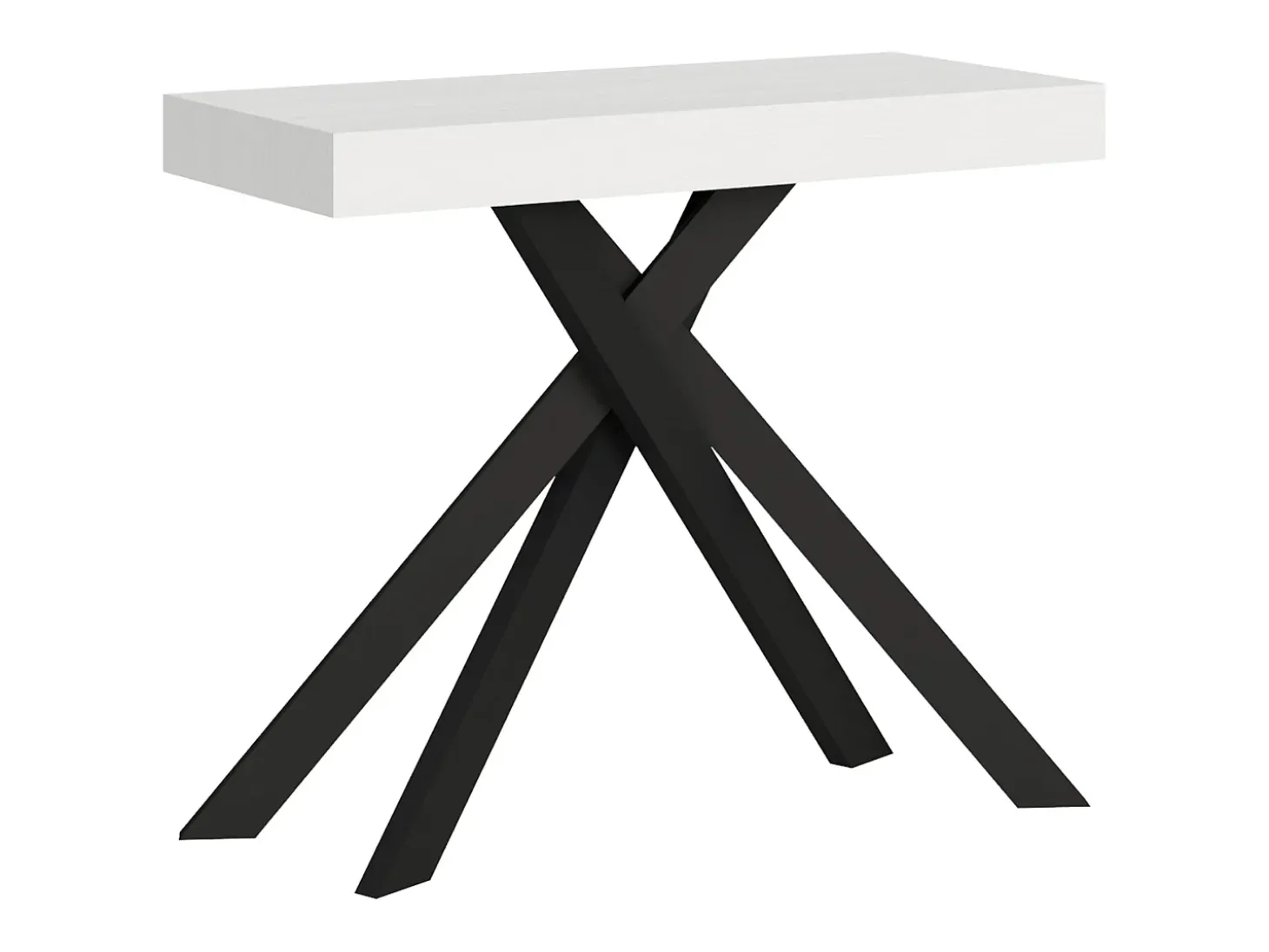 Mesa consola extensível 90x40/196 cm Krack Small cinza branca pernas antracite
