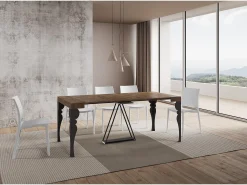 Mesa consola extensível 90x40/300 cm Riza nogueira quadro antracite