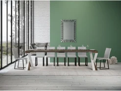 Mesa consola extensível 90x40/300 cm Diago Nogueira quadro Branco