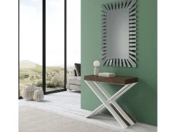 Mesa consola extensível 90x40/300 cm Diago Nogueira quadro Branco
