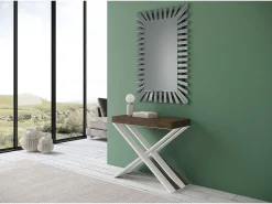 Mesa consola extensível 90x40/300 cm Diago Nogueira quadro Branco