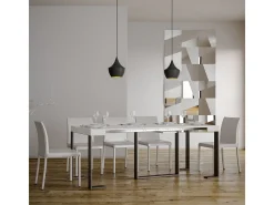 Mesa consola extensível 90x40/196 cm Futura Small Cinza Branca quadro Antracite