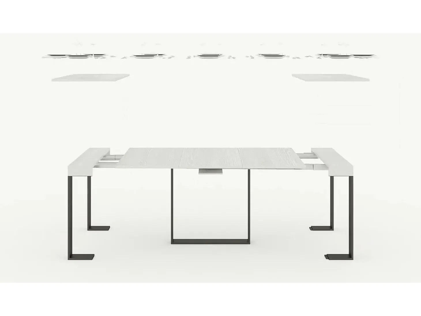 Mesa consola extensível 90x40/196 cm Futura Small Cinza Branca quadro Antracite