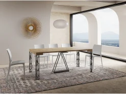 Mesa consola extensível 90x40/196 cm Kerpa Small carvalho natural quadro antracite