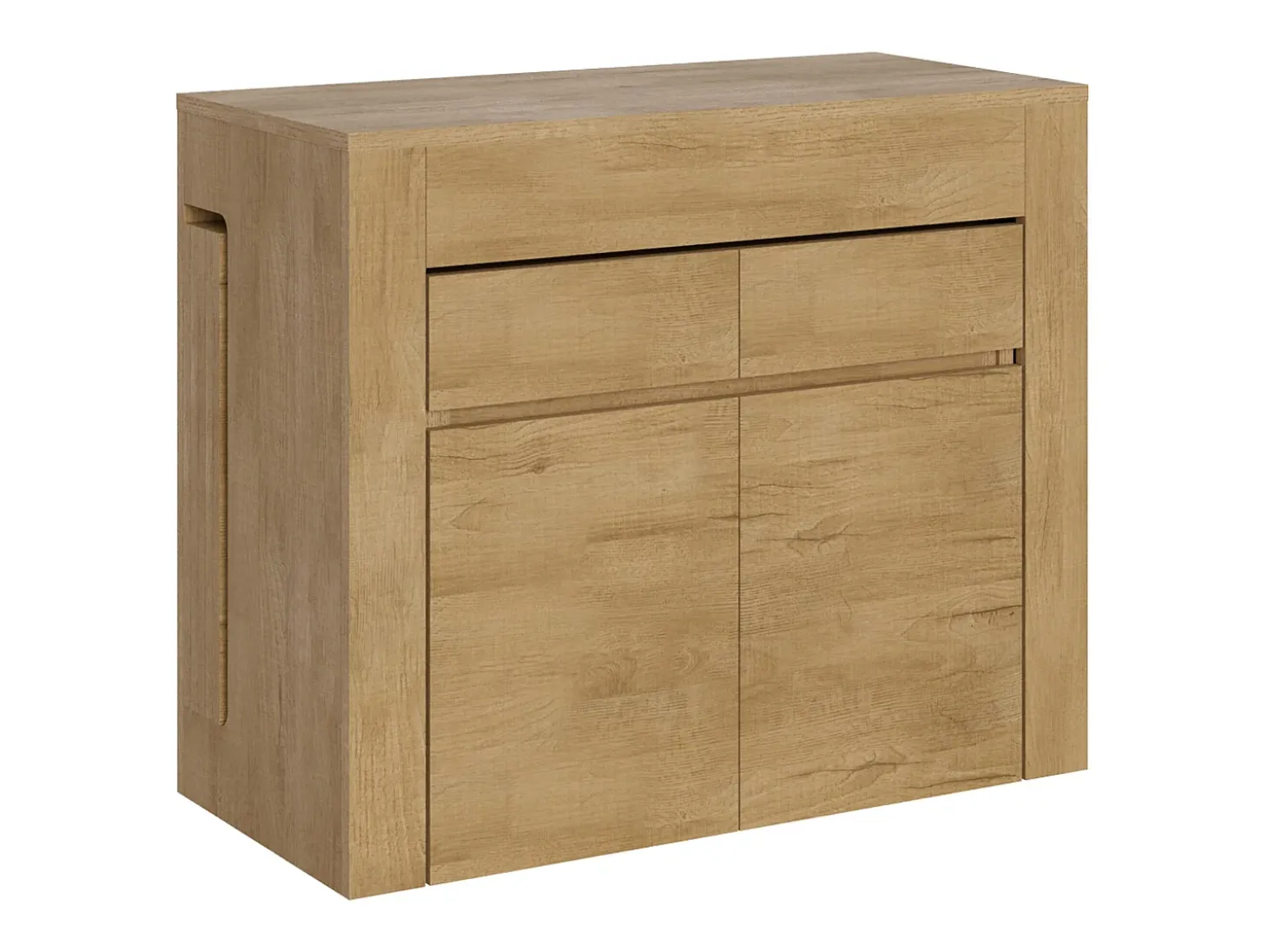 Mesa consola extensível 90x42/302 cm Evolve Carvalho Natural extensões internas com banco inferior e superior