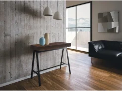 Mesa consola extensível 90x40/196 cm Banco Small Nogueira quadro Antracite