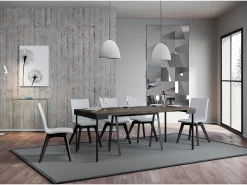 Mesa consola extensível 90x40/196 cm Banco Evolution Small Nogueira quadro Antracite