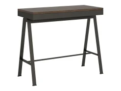 Mesa consola extensível 90x40/196 cm Banco Evolution Small Nogueira quadro Antracite