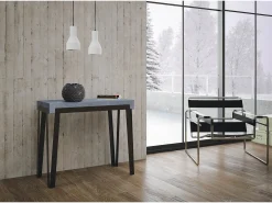 Mesa consola extensível 90x40/196 cm Rio Small Cimento quadro Ferrugem