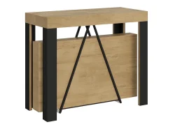 Mesa consola extensível 90x40/300 cm Tarax carvalho natural quadro antracite