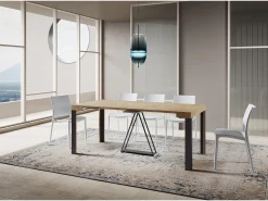 Mesa consola extensível 90x40/300 cm Tarax carvalho natural quadro antracite