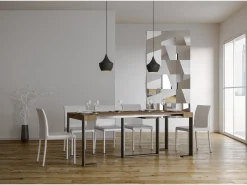 Mesa consola extensível 90x40/300 cm Futura Nogueira quadro Antracite