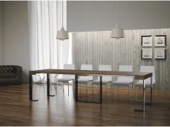 Mesa consola extensível 90x40/300 cm Futura Nogueira quadro Antracite
