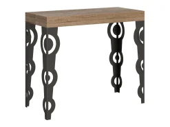Mesa consola extensível 90x40/300 cm Karamay Carvalho Natural quadro Antracite
