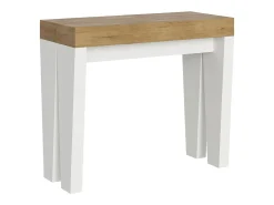 Mesa consola extensível 90x40/196 cm Spimbo Mix Small plano Carvalho Natural - estrutura Cinza Branca