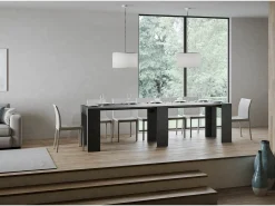Mesa consola extensível 78x47/299 cm Allin Antracite Espatulado extensões internas