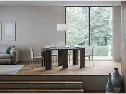 Mesa consola extensível 78x47/299 cm Allin Antracite Espatulado extensões internas