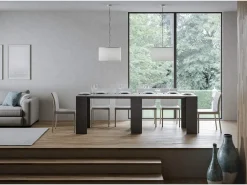 Mesa consola extensível 78x47/299 cm Allin Antracite Espatulado extensões internas