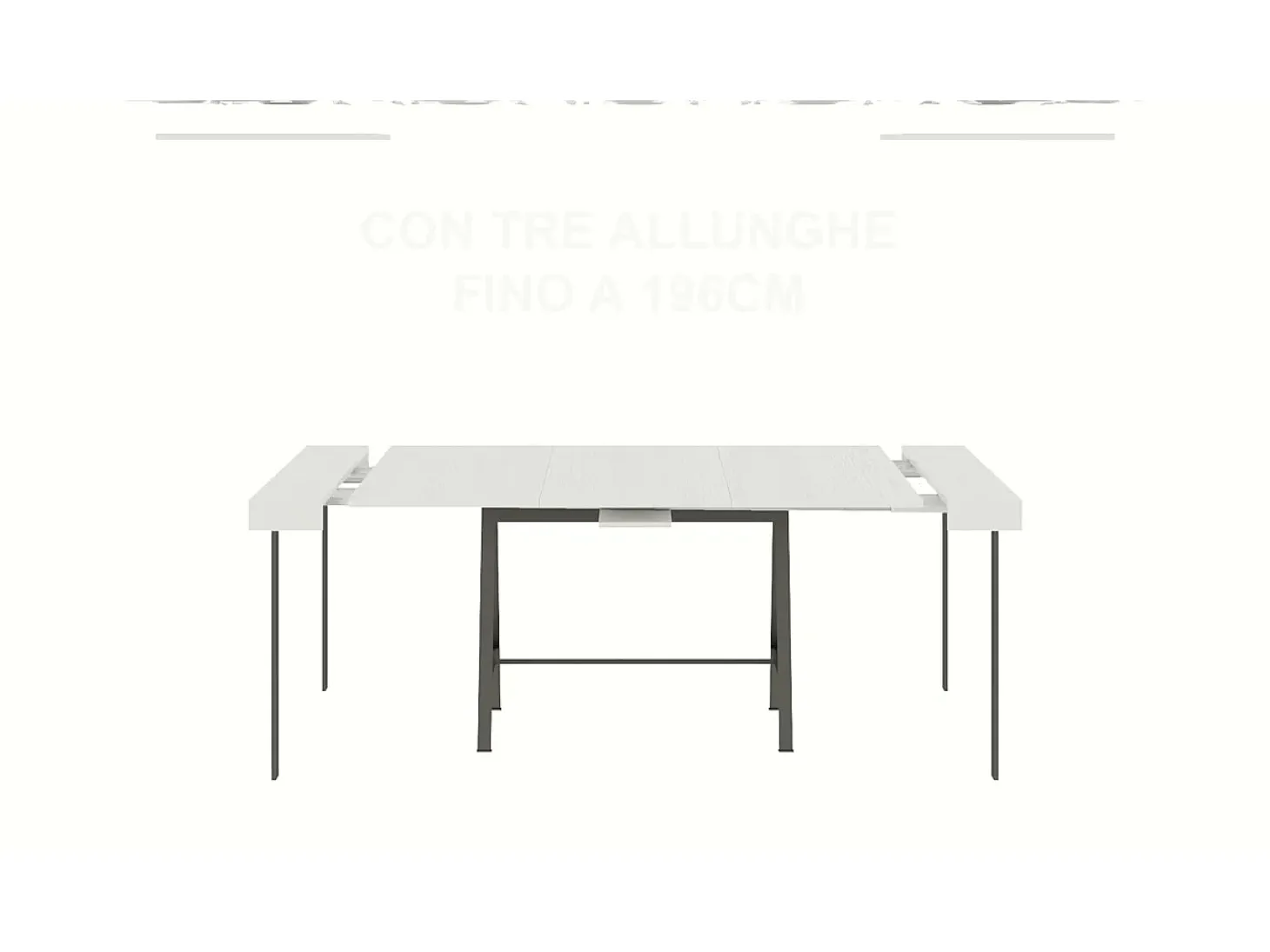 Mesa consola extensível 90x40/196 cm Banco Small Cimento quadro Antracite
