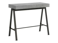 Mesa consola extensível 90x40/196 cm Banco Small Cimento quadro Antracite