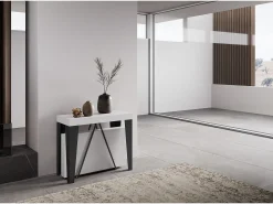 Mesa consola extensível 90x40/300 cm Algo cinza branca quadro antracite