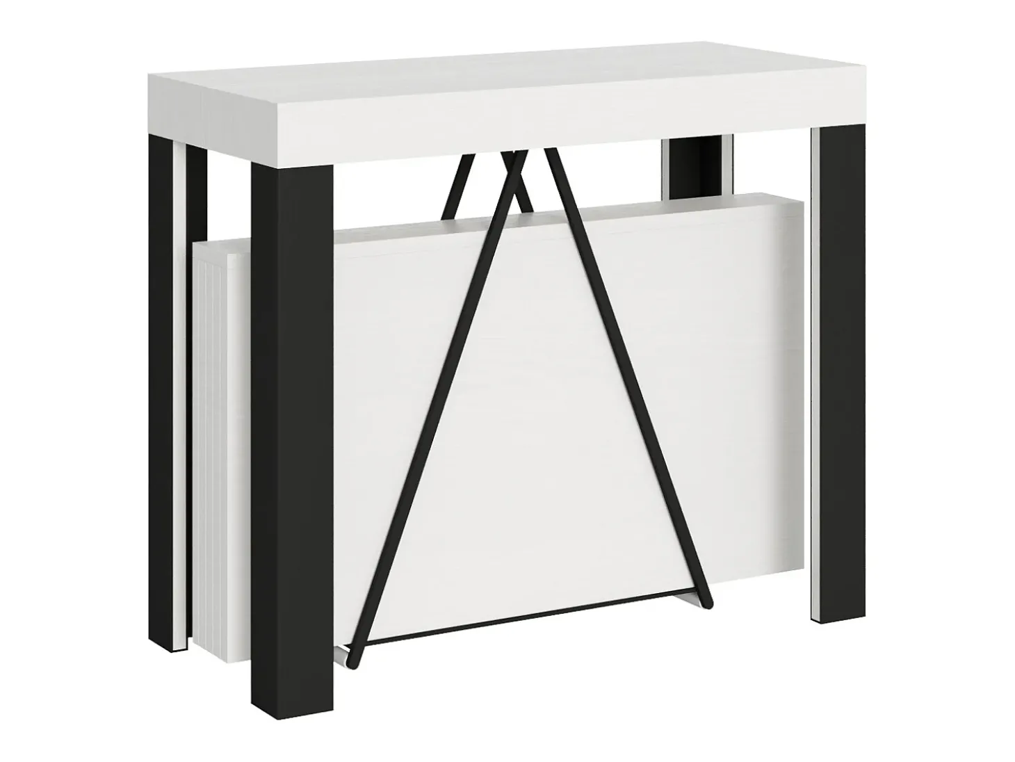 Mesa consola extensível 90x40/196 cm Tarax Small cinza branca quadro antracite