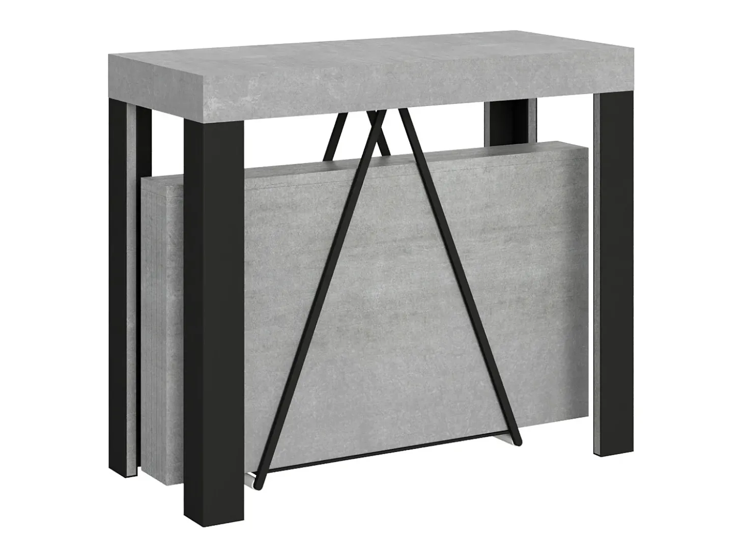 Mesa consola extensível 90x40/196 cm Tarax Small cimento quadro antracite