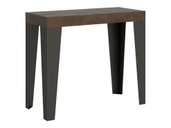 Mesa consola extensível 90x40/300 cm Flame Nogueira quadro Antracite