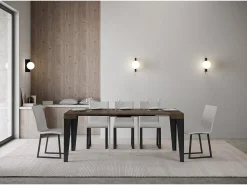 Mesa consola extensível 90x40/300 cm Flame Nogueira quadro Antracite