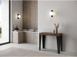 Mesa consola extensível 90x40/300 cm Flame Nogueira quadro Antracite