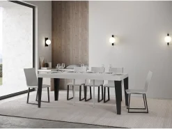 Mesa consola extensível 90x40/196 cm Flame Small Premium Cinza Branca quadro Antracite