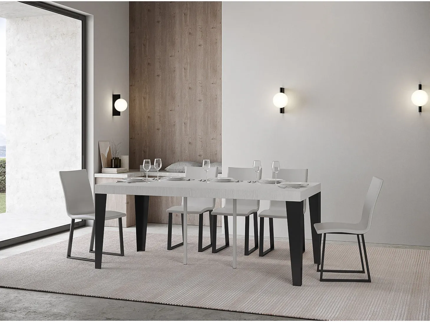 Mesa consola extensível 90x40/196 cm Flame Small Premium Cinza Branca quadro Antracite