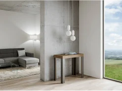 Mesa consola extensível 90x40/300 cm Linea Nogueira quadro Antracite
