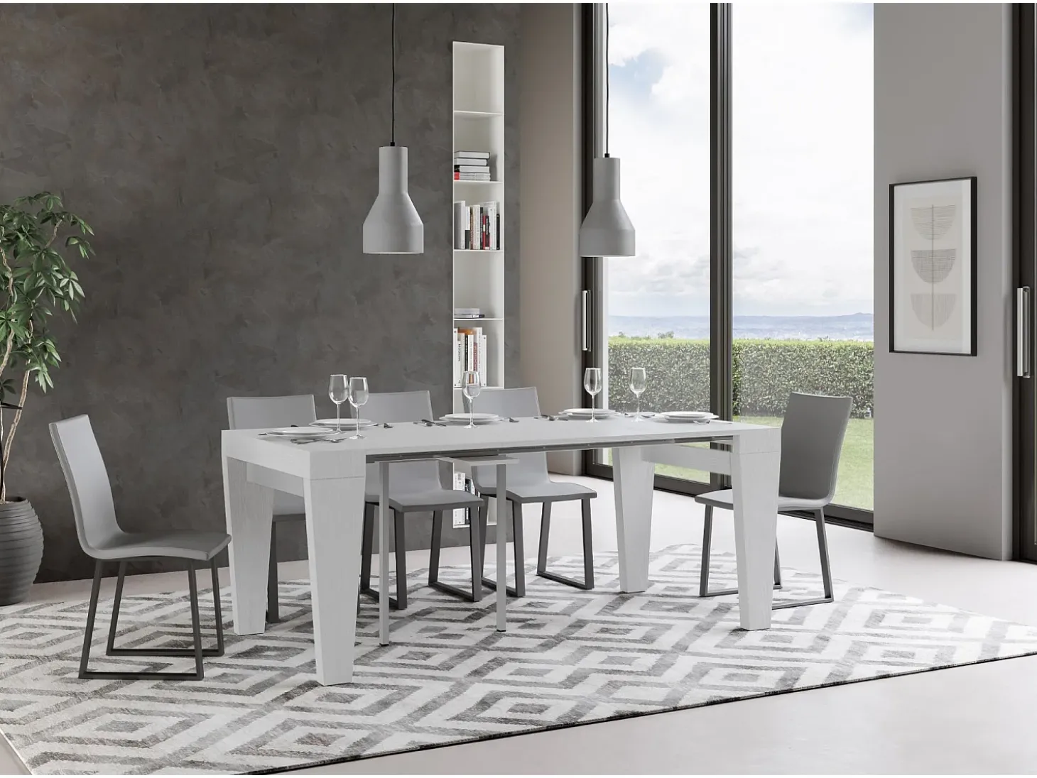 Mesa consola extensível 90x40/196 cm Spimbo Small Cinza Branca