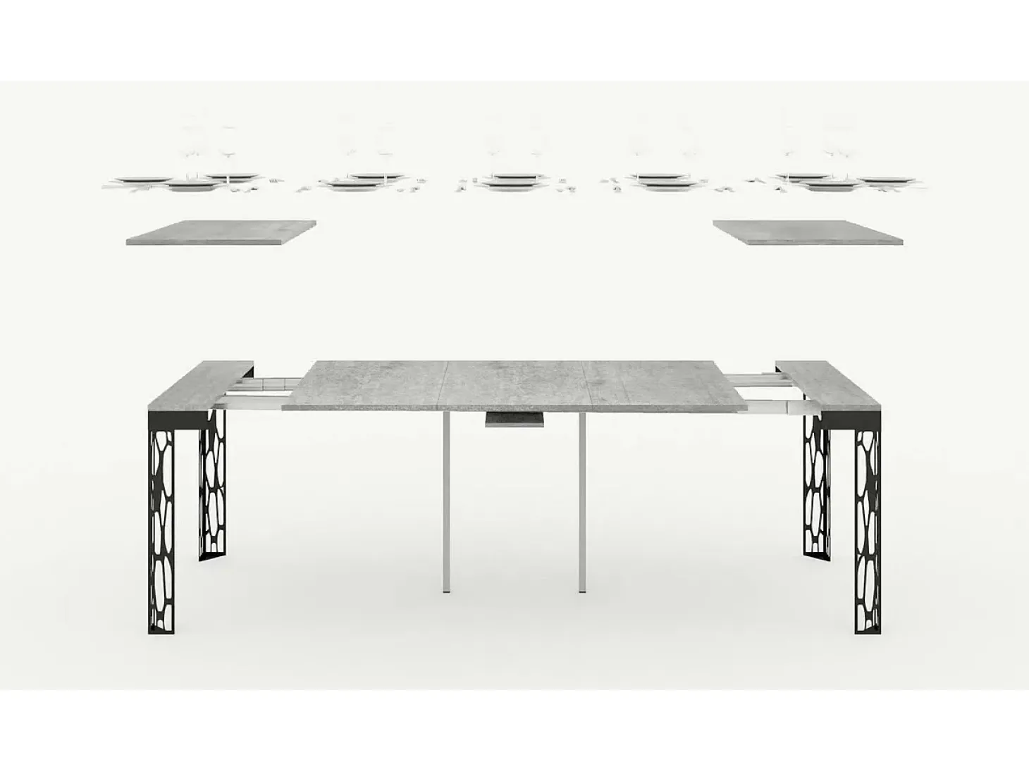 Mesa consola extensível 90x40/196 cm Ghibli Evolution Small Cimento quadro Antracite