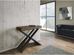 Mesa consola extensível 90x40/196 cm Diago Small Nogueira quadro Antracite