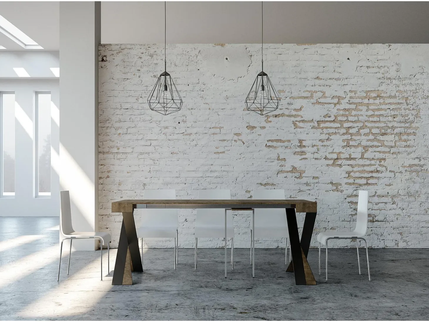 Mesa consola extensível 90x40/196 cm Diago Small Nogueira quadro Antracite
