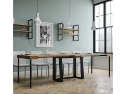 Mesa consola extensível 90x40/288 cm Asia Carvalho Natural quadro Antracite