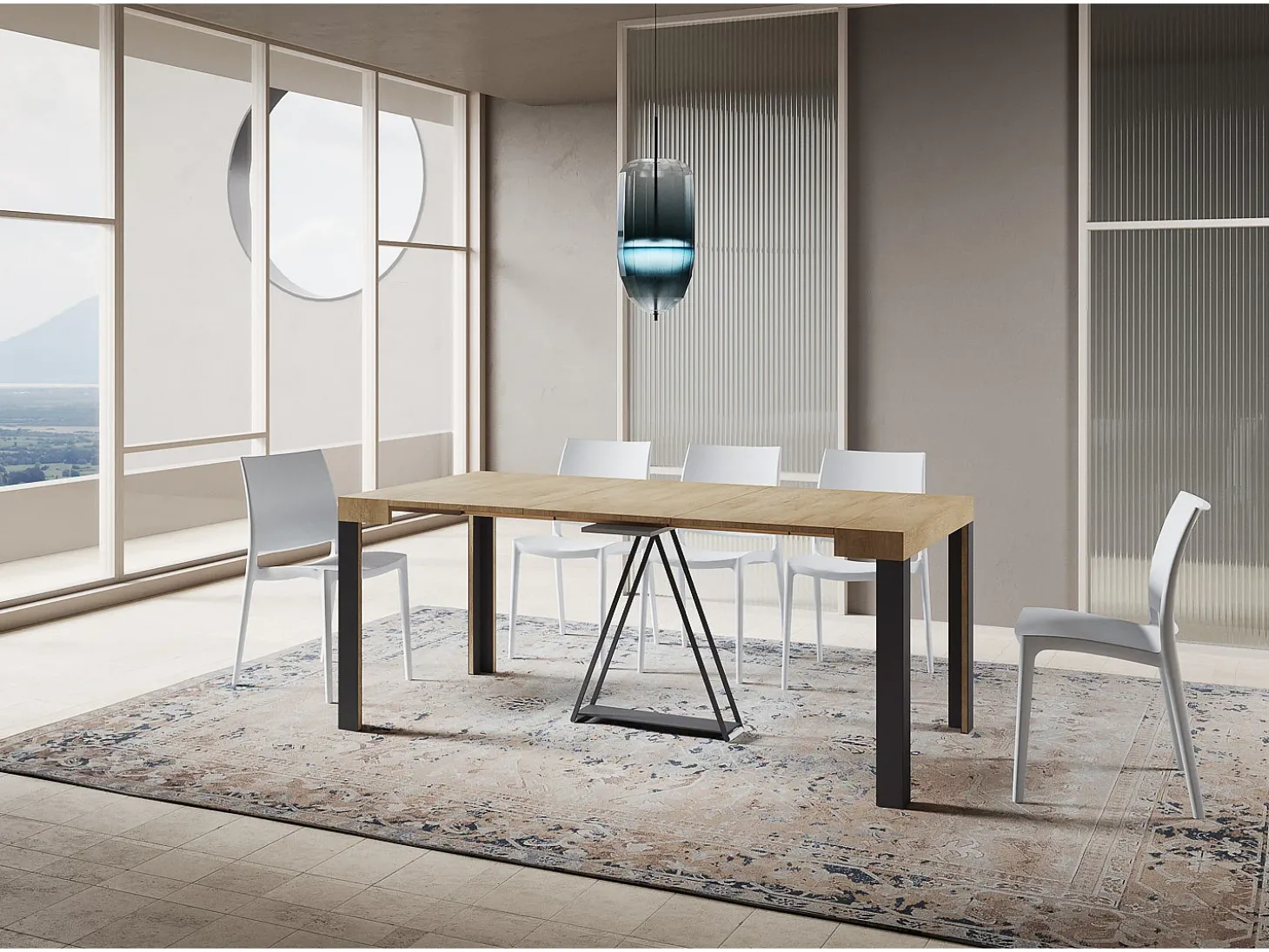 Mesa consola extensível 90x40/196 cm Tarax Small carvalho natural quadro antracite