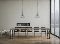 Mesa consola extensível 90x40/300 cm Tecno Nogueira quadro Antracite