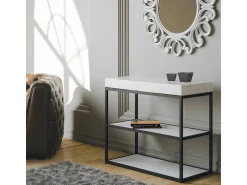 Mesa consola extensível 90x40/300 cm Plano Cinza Branca quadro Antracite